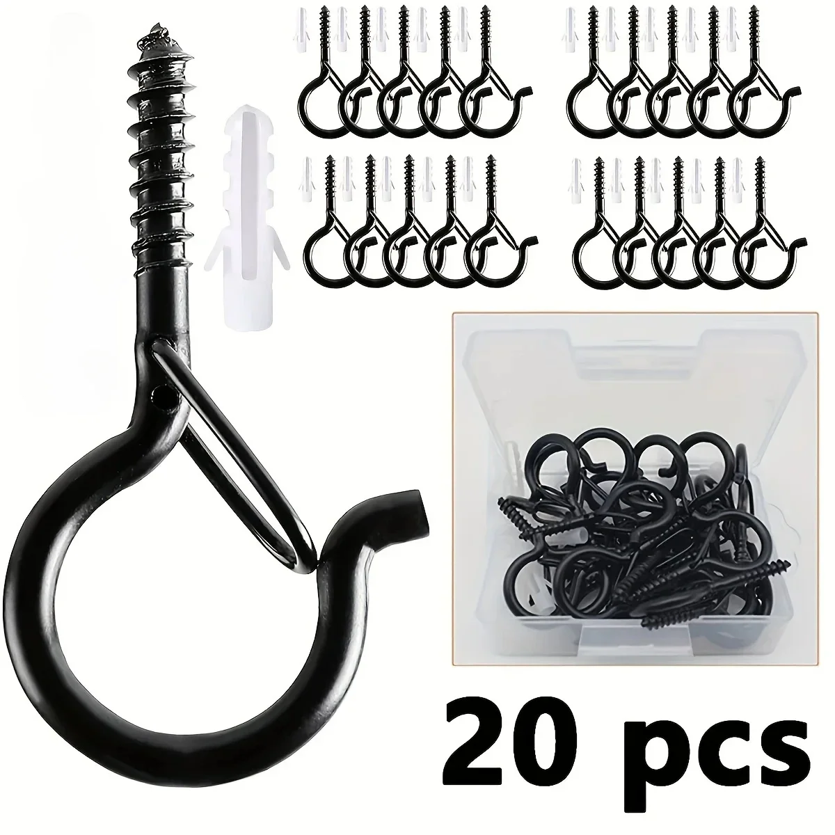 6-21PCS Hanger Hooks with Safety Buckle Windproof Screw Hooks Hanging Outdoor String Lights,Ceiling Hook Plants,Christmas Lights