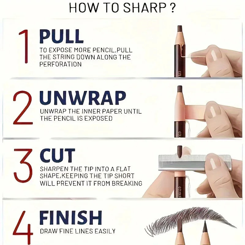 Lápiz de cejas con línea de tracción, no afilar a necesidad de lápiz de cejas, reproducción de color natural, a prueba de sudor y a prueba de manchas