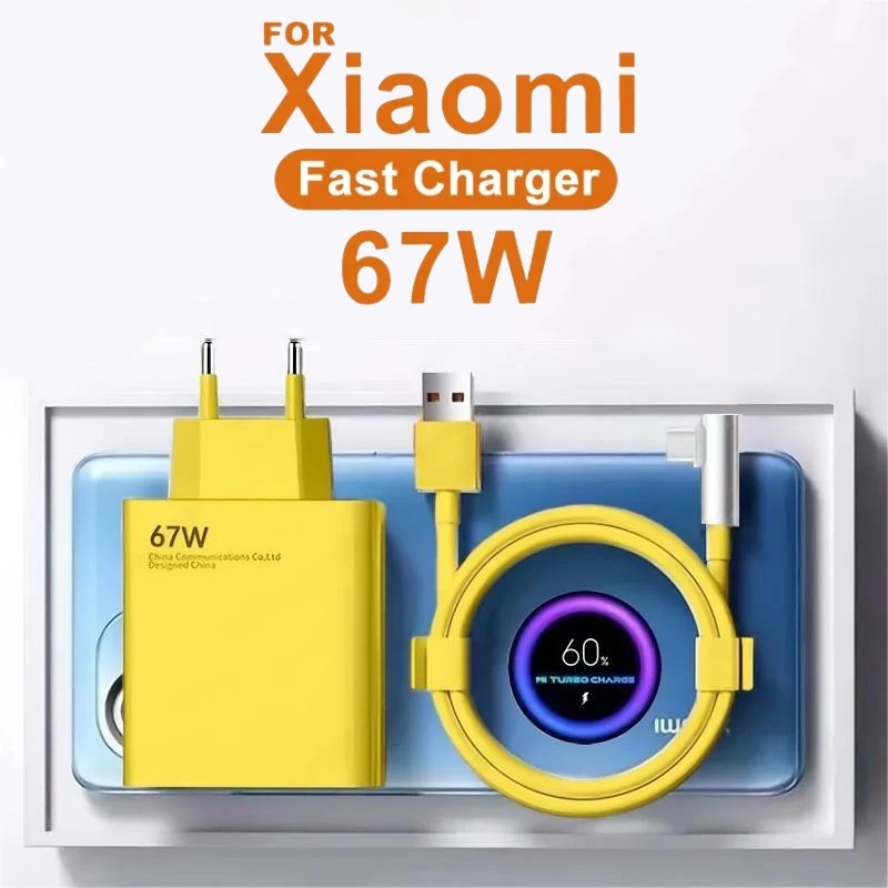 Adaptador de cargador de carga súper rápida USB Original 67W 6A para Xiaomi Mi 12 11 Cable tipo C POCO X5 X4 Pro Redmi Note 10 11 carga