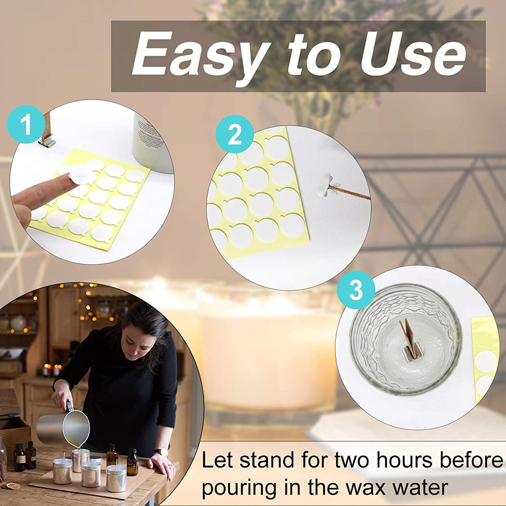 240PCS 양초 심지 스티커 내열성 양면 스티커 작은 ''꼬리''가 뜨거운 왁스 심지 스티커에 꾸준히 붙어 있음