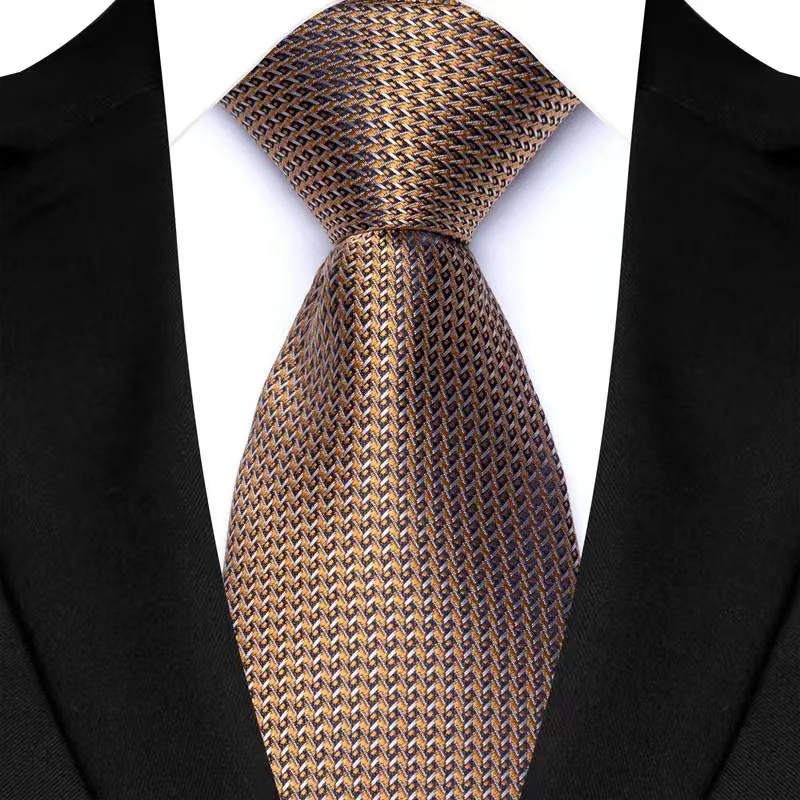 Luxe 8 Cm Heren Stropdas Bruin Oranje Kleur Dot Strepen Stropdassen Voor Man Bruidegom Jacquard Geweven Stropdas Voor Business bruiloft