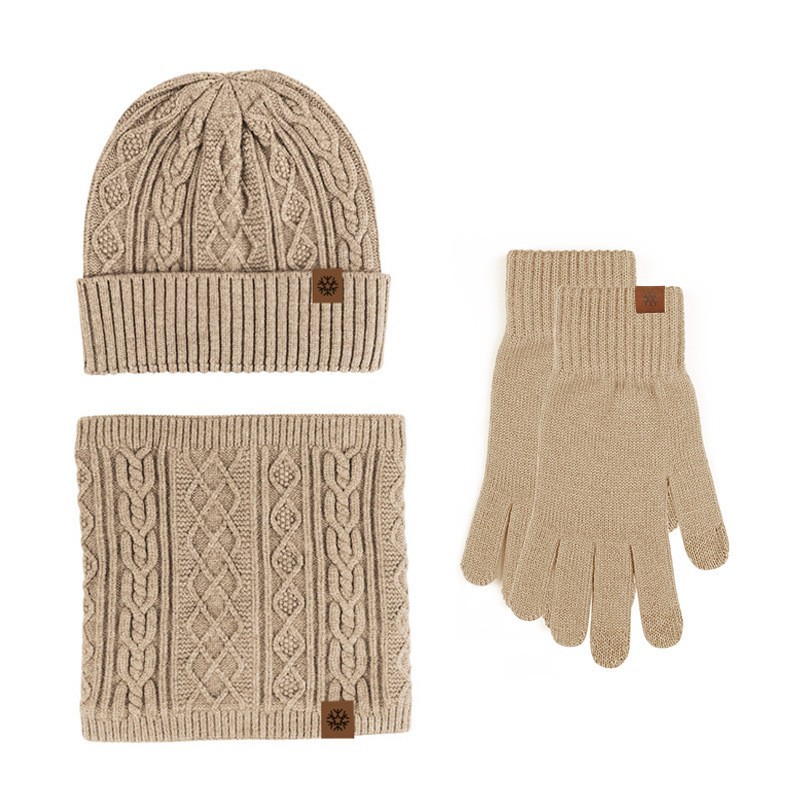 3 Stuks Heren Winter Set Gebreide Muts Hoed Touchscreen Handschoenen Shood Sjaal Set Fleece Gevoerde Skull Caps Nek Sjaals Voor Vrouwen 3 Stuks Set