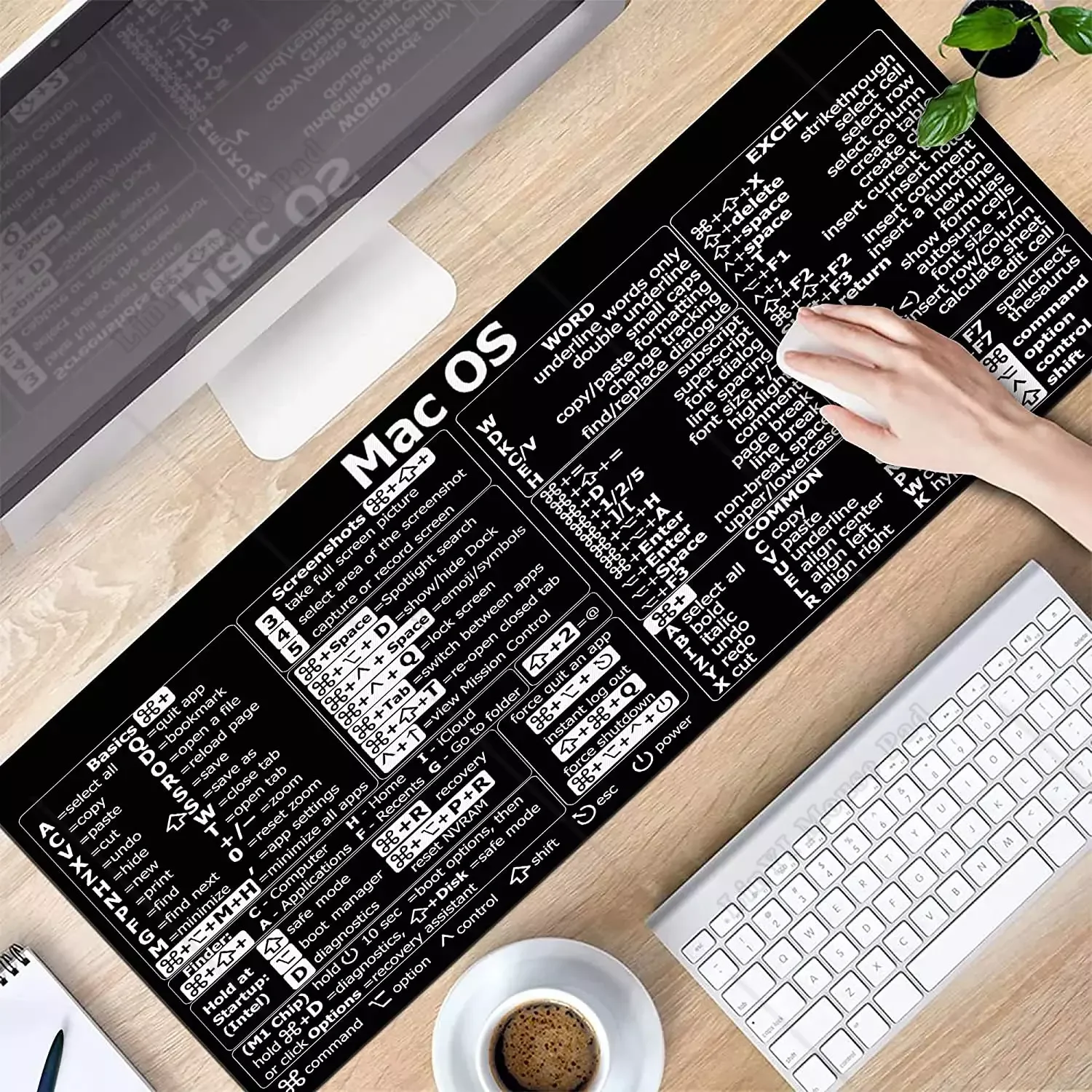 Mac Os Shortcuts Cheat Sheet Word Excel Mousepad für Mac Quick Reference Keyboard Shortcut Rutschfeste Tastaturmatte mit Gummiunterseite