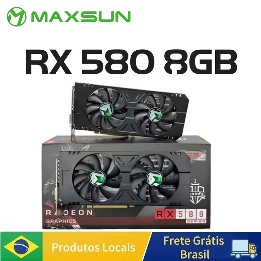 MAXSUN Cartões Gráficos Novo AMD Radeon RX580 2048SP 8G GDDR5 256bit Placa de Vídeo Para Desktop Gaming Componentes de Computador RX 580 GPU