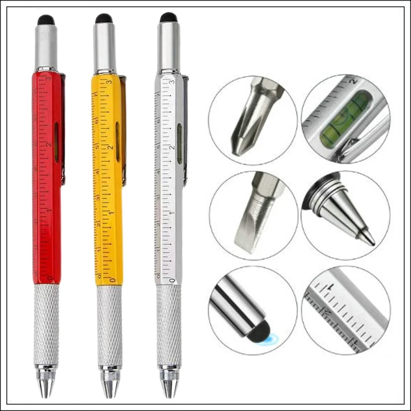 7 In1 Đa Năng Bút Bi Cầm Tay Hiện Đại Dụng Cụ Đo Kỹ Thuật Thước Vít Stylus Màn Hình Cảm Ứng Mức Độ Tinh Thần