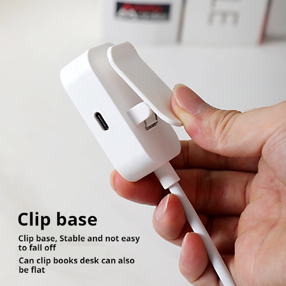 Lampada da libro pieghevole con mini clip Luce notturna a LED ricaricabile tramite USB 3 modalità Protezione per gli occhi Lettura flessibile per camera da letto dimmerabile continua