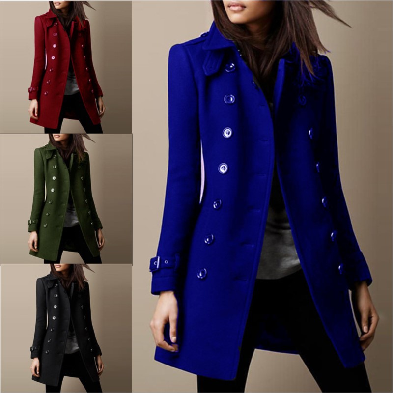 Herbst Winter drehen-unten Hals Woolen Jacke Mantel Frauen Mode Schwarz Langarm Zweireiher Lose Wolle Mäntel Streetwear