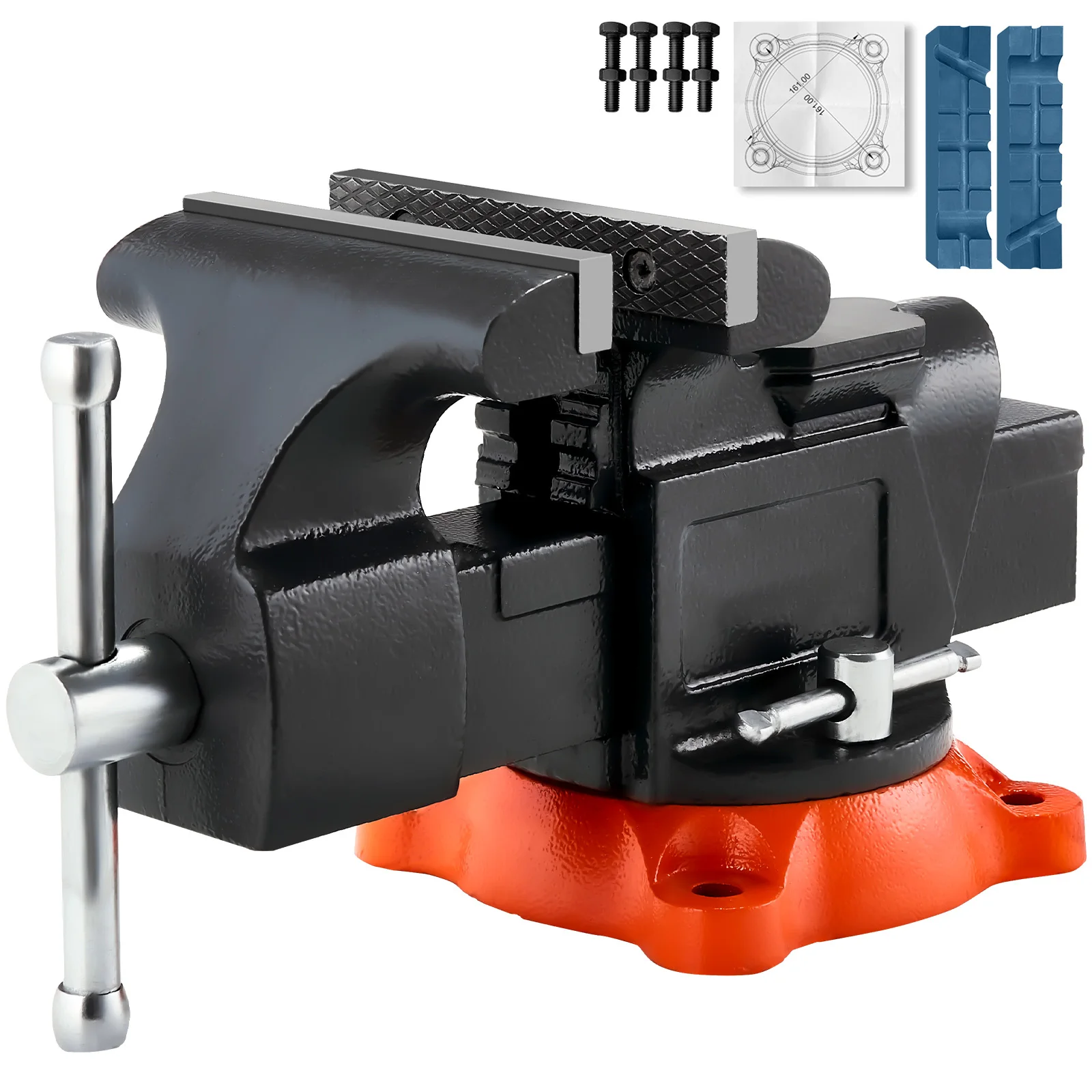 SucceBuy Bench Vise 5"/5.5"/8" Jaw Width Multipurpose Vise with 360° Swivel Locking Base Vise with Anvil for Clamping Round Pipe