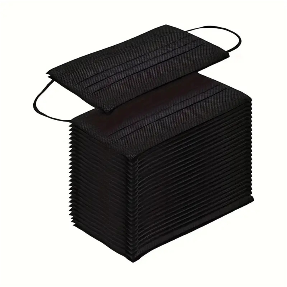 200 pçs máscaras faciais descartáveis pretas 3 camadas filtro de camada não tecido anti poeira respirável máscara protetora segura máscara de boca adulta
