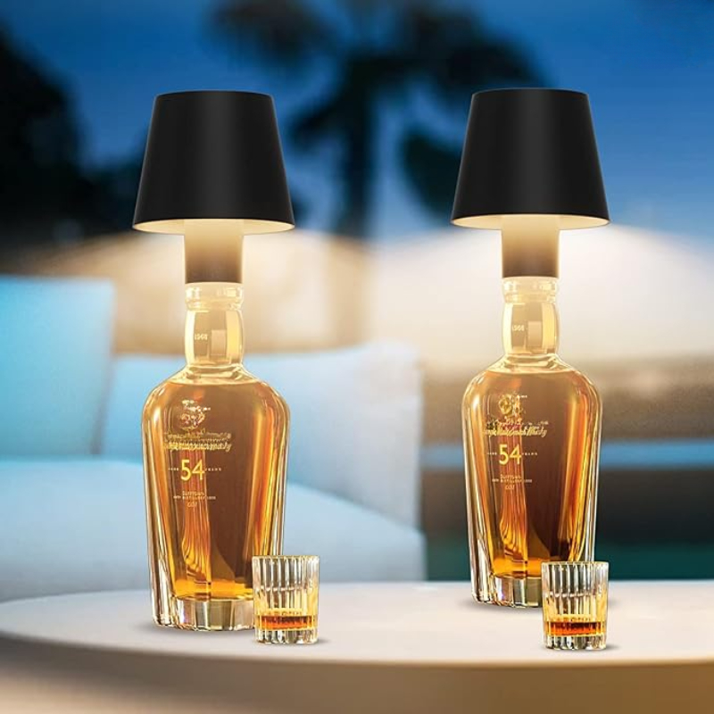 Lámpara LED para botella de vino, lámpara de mesa con cabezal, carga USB extraíble, luz nocturna de ambiente para cafetería, regulable para decoración de palos y Bar