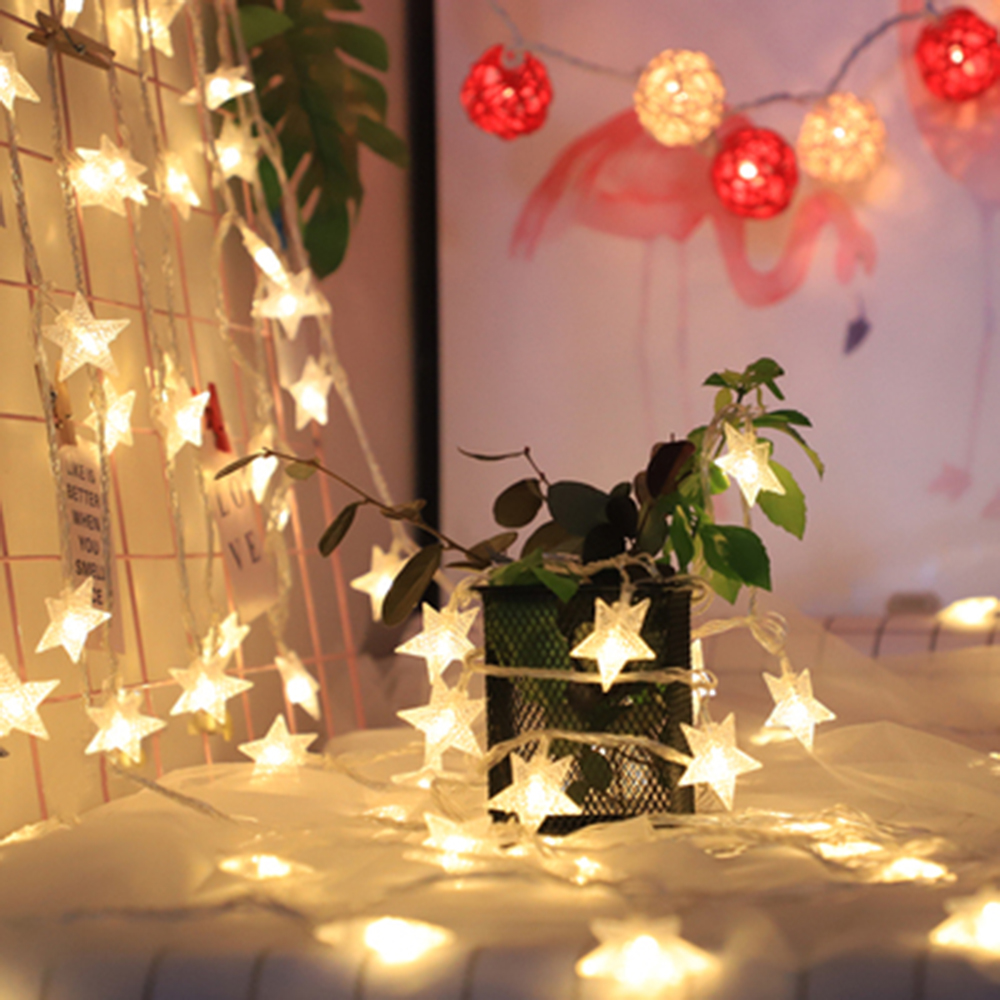 10L/20L/40L/80L LED Star String Lights Christmas Garland Battery USB Powered Wedding Party Curtain String Fairy Lamps For Home