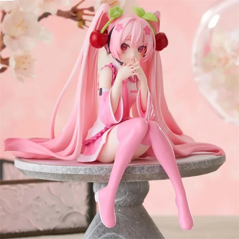 Nieuwe Hatsune Miku Anime Figuur Speelgoed Roze Kers Jurk MIKU Kawaii Cartoon PVC Action Beeldje Model Poppen Verjaardagen Geschenken Kids