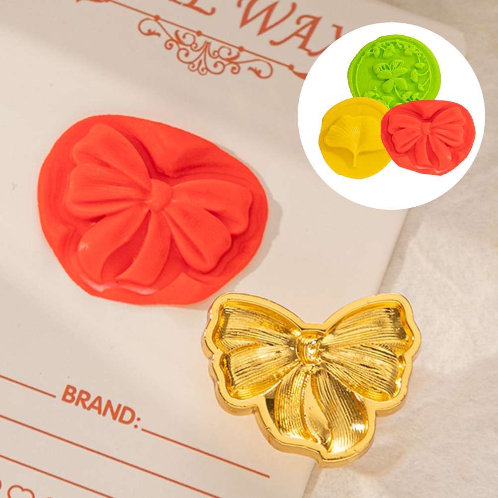 3 個交換章ヘッドワックスシール装飾フラワーキットリーフスタンプ交換ヒントヴィンテージヘッド