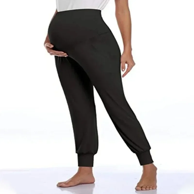 Spring Maternity Women's Casual Pants Solid High Waist Strechy Lounge Trousers For Pregnant Women Joggers With Pockets