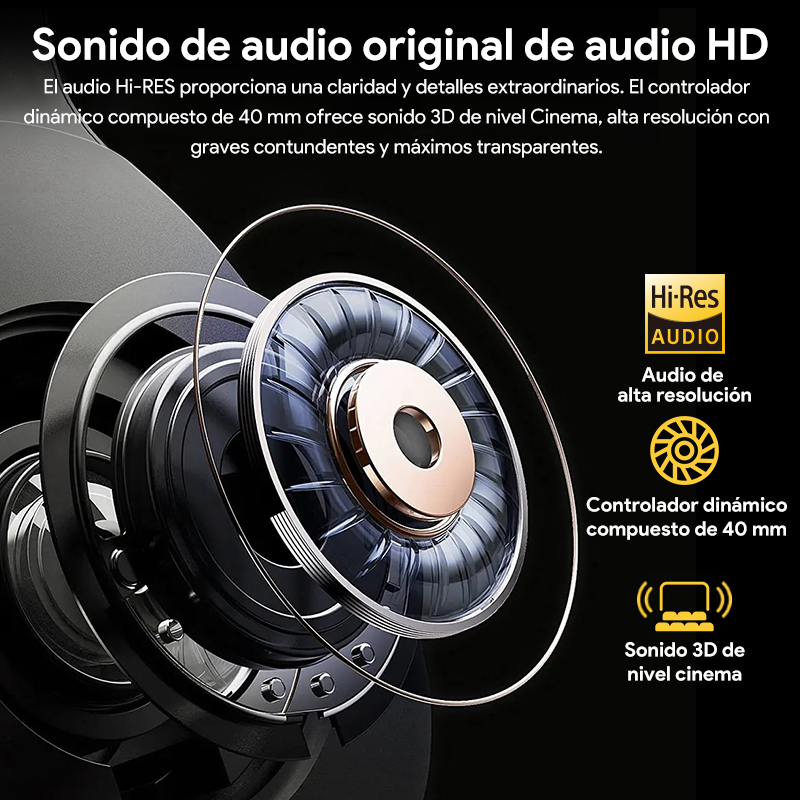 QCY-auriculares inalámbricos H3 ANC, cascos por encima de la oreja con Bluetooth 5,4, Audio de alta resolución, 43dB, híbridos, cancelación activa de ruido, 60H