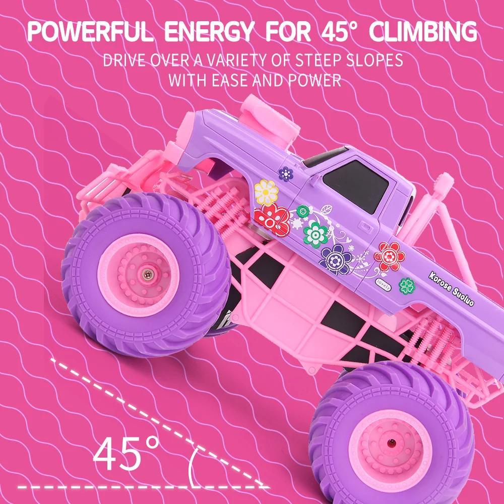 JJRC ตุ๊กตาบาร์บี้ RC รถสีชมพูรถกระบะไฟฟ้าปีนเขา DROP-proof Stunt รีโมทคอนโทรลของเล่นเด็กของขวัญเครื่องประดับ
