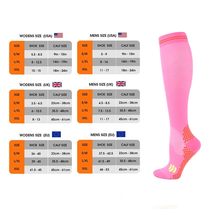 Calcetines de compresión para correr para hombre, medias deportivas de fútbol, Fitness, ciclismo, vuelo, elásticos, para mujer, venas varicosas, alivio del dolor, embarazo