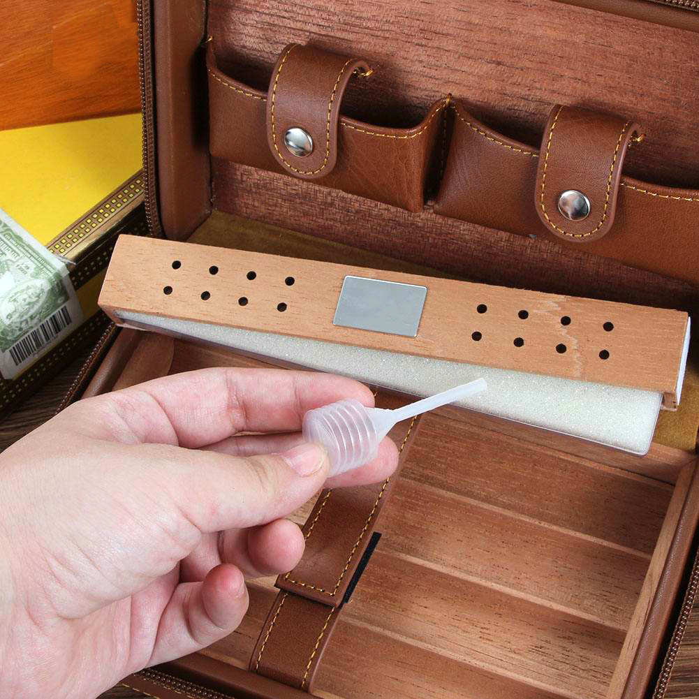 Cedar Wood Cigar Humidor Box Travel With Humidifier Leather Cigar Case W/wo Lighter Cutter