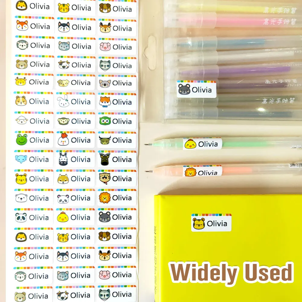 200 ชิ้นปรับแต่งกันน้ําชื่อสติกเกอร์ส่วนบุคคลสติกเกอร์แท็กเด็กเครื่องเขียนดินสอป้ายรูปลอกสําหรับโรงเรียนเด็ก