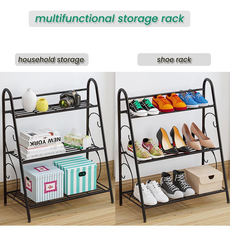 Estante de hierro forjado multiusos, soporte de flores para balcón, maceta colgante, soporte de flores moderno Simple, 3 capas