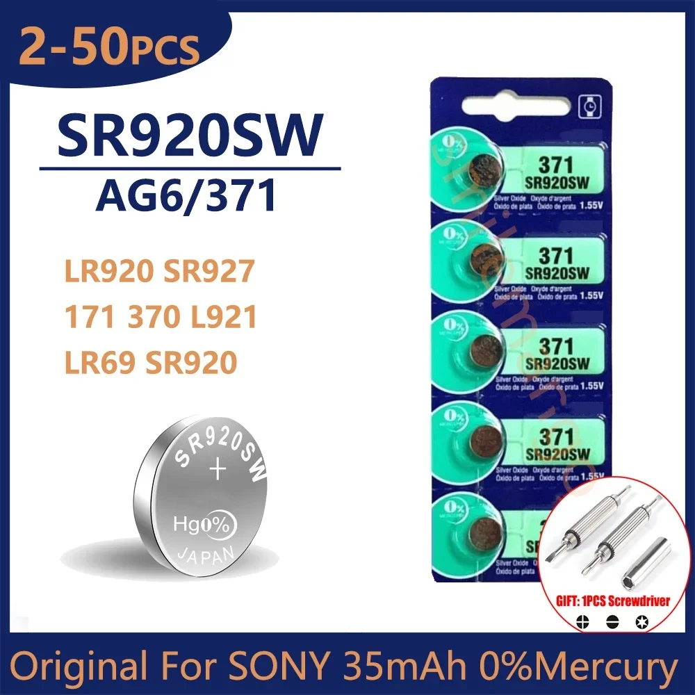 Original para SONY AG6 371 SR920SW LR920 SR927 171 370 L921 LR69 SR920 pilas de botón para reloj de juguete batería de moneda de célula remota