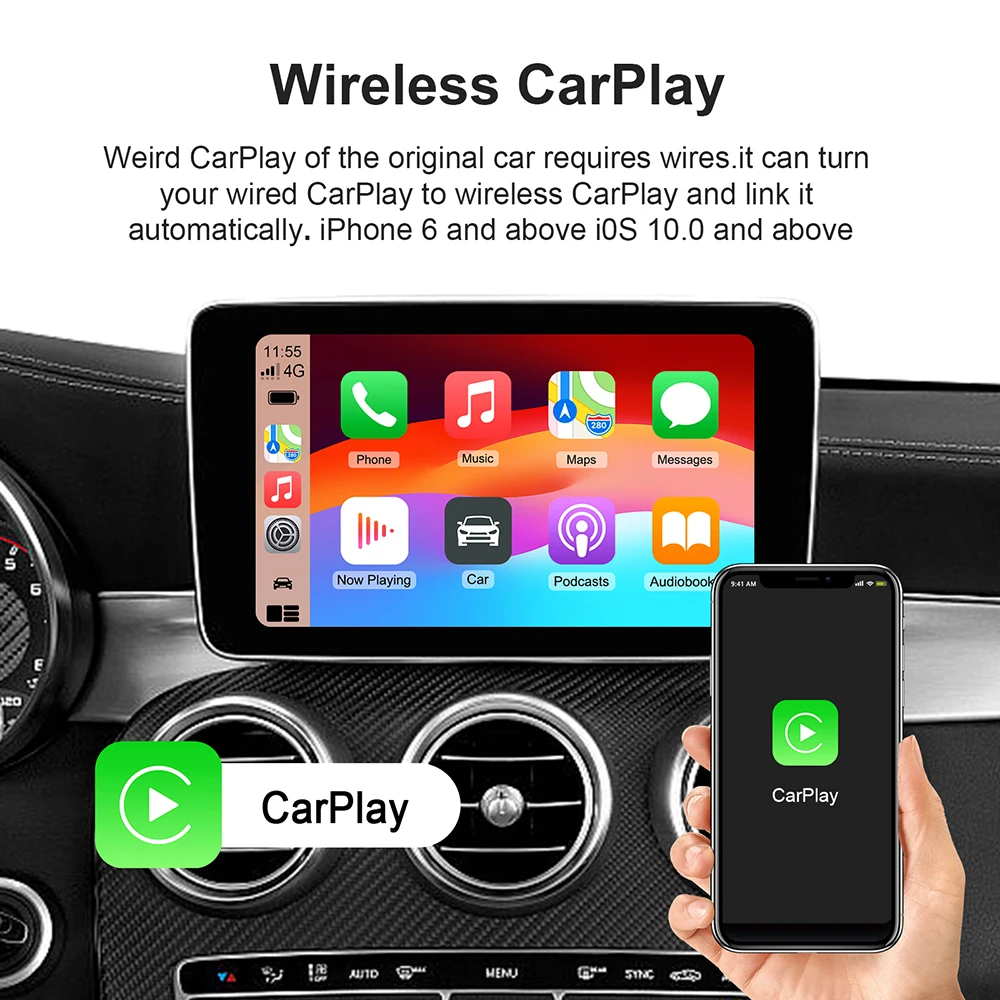 Android 13 Carplay AI Box Wireless Carplay Adapter Android Auto For Netflix Youtube VW Toyota Mazda Hyundai Haval GMC Ford Chev