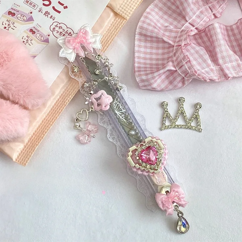Lindo abridor de cartas espada Retro japonés Color rosa estilo corazón arco Stat caja cortador dulce papelería álbum de recortes cuchillo de utilidad