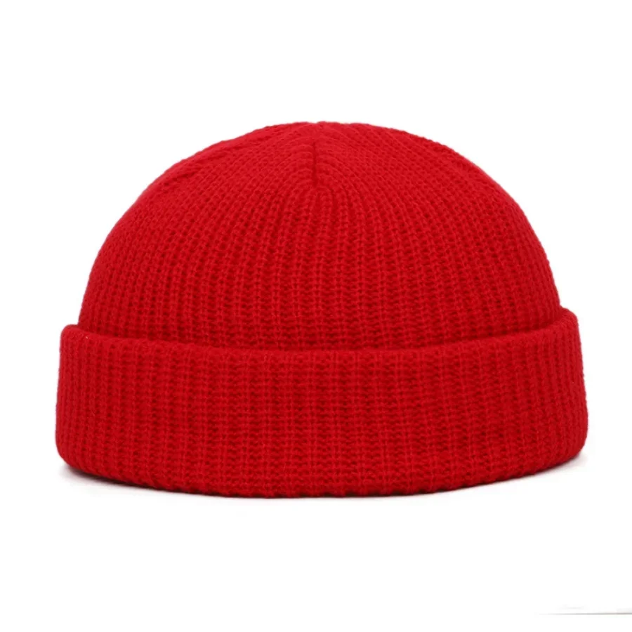 Gorro de lana sin ala cálido e informal, gorro de hip-hop Neutral informal para exteriores, gorro de punto multicolor enrollado cálido de Color sólido