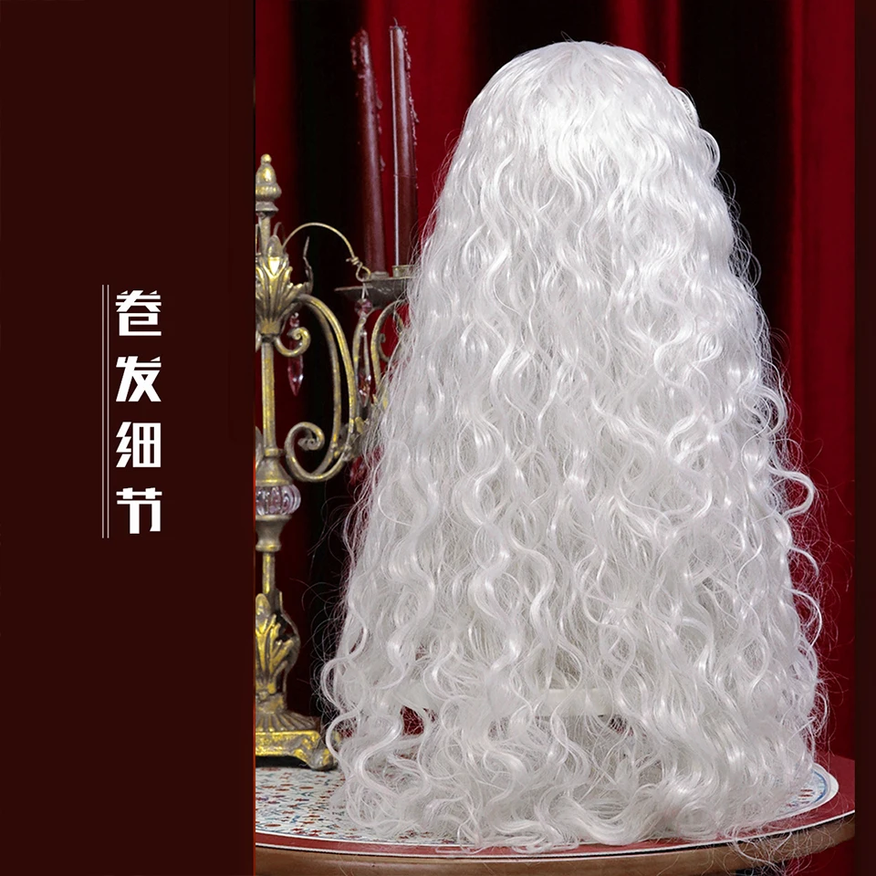 วิกผมลอนยาวลอน Bangs สีขาวสีสันคอสเพลย์ Silky วิกผมสําหรับผู้หญิง Daily Party ธรรมชาติผมสังเคราะห์นุ่มทนความร้อน