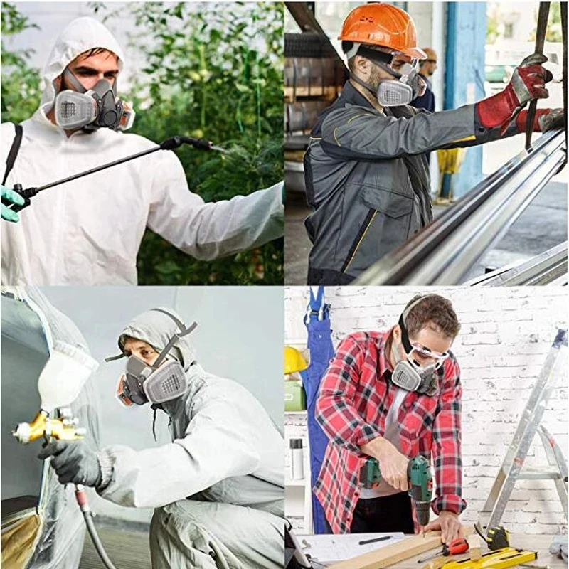 6200 poeira máscara de gás filtros terno industrial meia face pintura pulverização respirador com proteção à prova de nevoeiro óculos segurança trabalho
