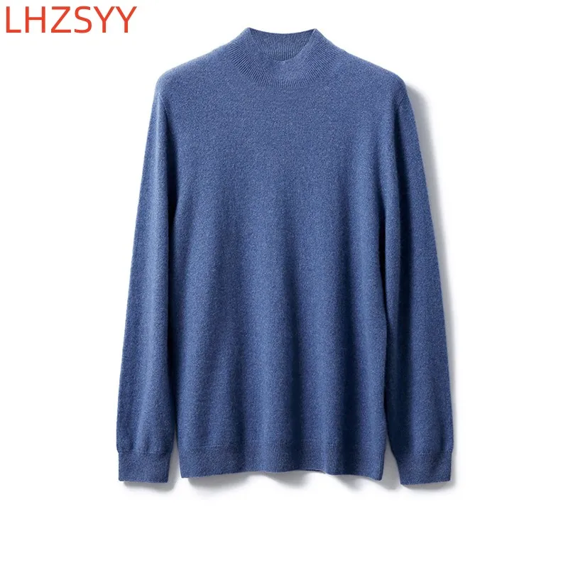 Herren-Pullover mit halbhohem Kragen, First-Line-Kleidung, 100 % reiner Wolle, Herbst, neuer lockerer Strickpullover, Freizeit-Langarmjacke, Oberteile