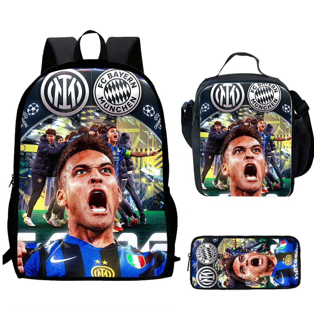 Lautaro Martinez 1/3pcs Backpack  School Bag for Boys Girls with Lunch Bag Pencil Box Backpack for Child Rucksack For Teenager