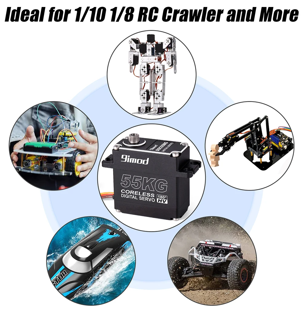9imod 55กก.กันน้ําServo IP67 180/270 Magnetic SensorแรงบิดสูงCoreless Digital Servoเกียร์โลหะเต็มรูปแบบสําหรับ1/8 1/10 RC Cars