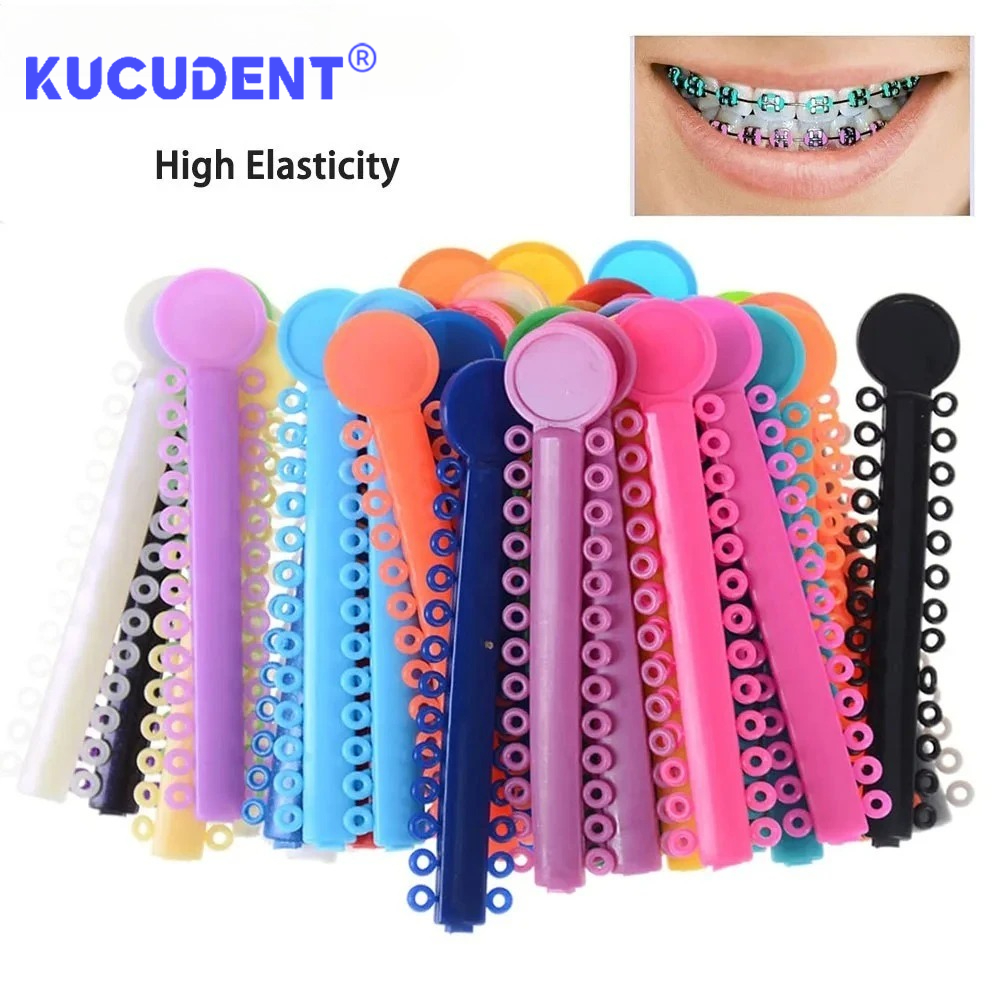 1040 pces/1 pacote dental ortodôntico ligadura elástica laços 40 varas faixas coloridas para suportes cintas tratamento ortodôntico