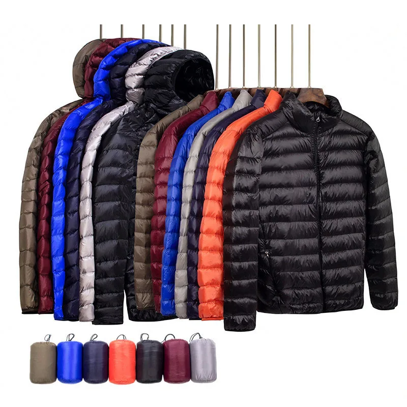 Nieuw Merk Herfst Winter Licht Donsjack Heren Mode Korte Capuchon Grote Ultra-Dunne Lichtgewicht Jeugd Slanke Jas Jassen