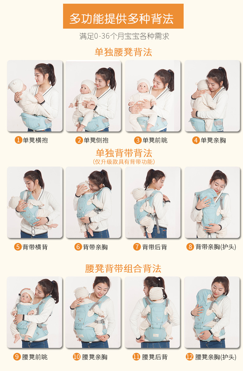 Portabebés de algodón, portabebés con anillo de seguridad para recién nacido, pañuelo, portabebés, cómodo bolso de canguro infantil