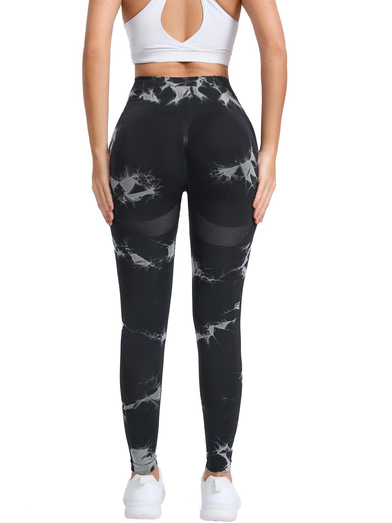 Neue Damen-Yogahose mit pfirsichfarbenem Batikmuster und hoher Taille, Bauchstraffung, Gluteal Fitness, nahtlos, Sport, eng, lange Fitness-Leggings
