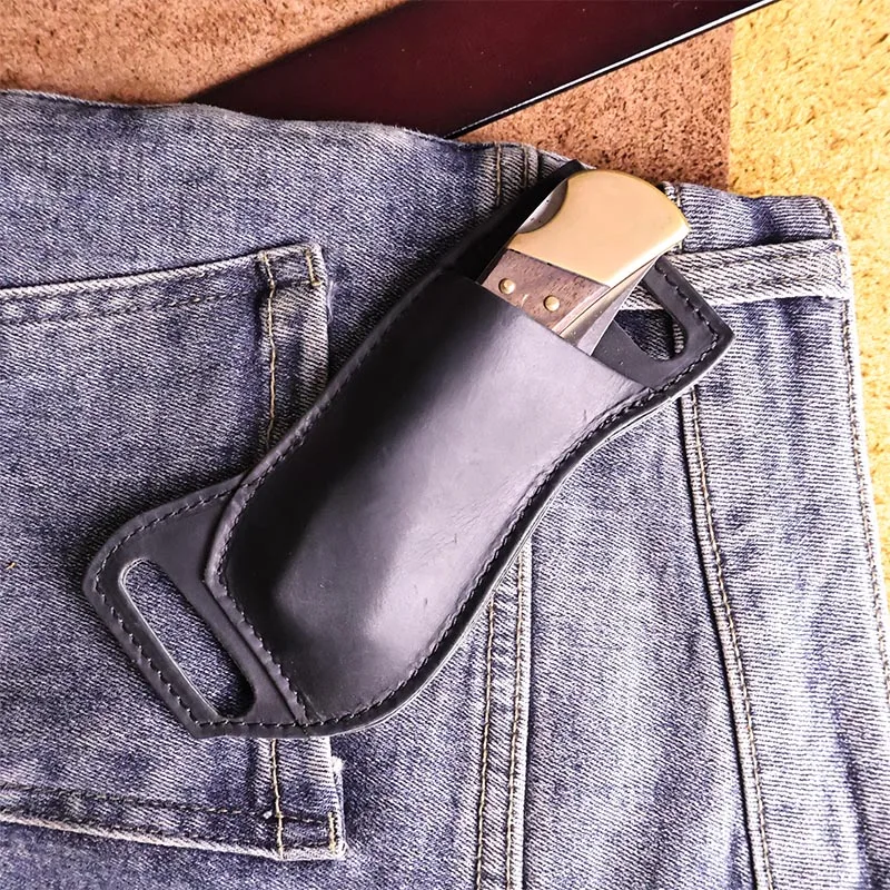 Edc Leder Klappmesser abdeckung, kleine und lässige tragbare Messer abdeckung, kann Hüftgurt tragen