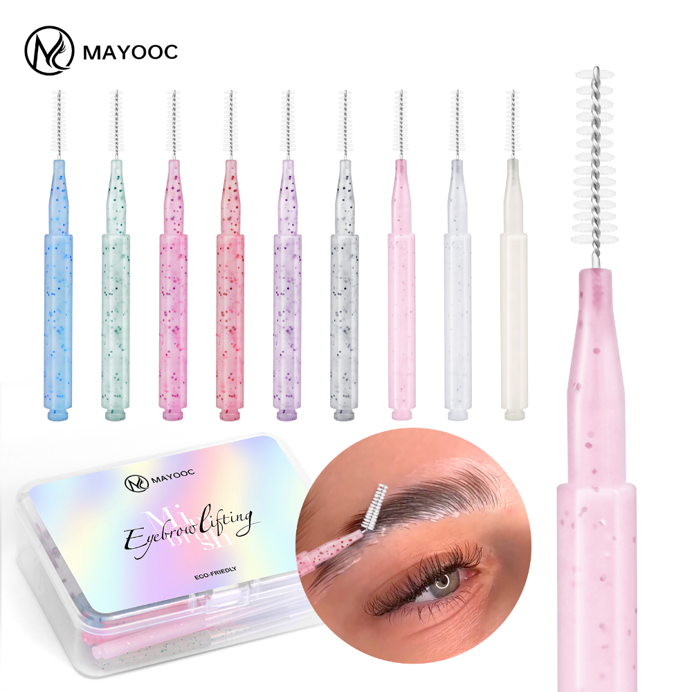 MAYOOC Mini cepillo para cejas, cepillo para permanente de cejas, cepillos desechables para levantamiento de cejas, herramientas aplicadoras de microcepillos flexibles para pestañas