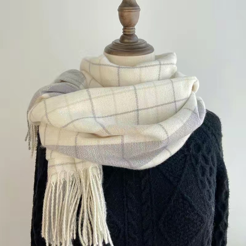 Bufanda a cuadros de invierno a la moda para mujer, otoño e invierno, todo nuevo, clásico británico, imitación de cachemira, sha a cuadros
