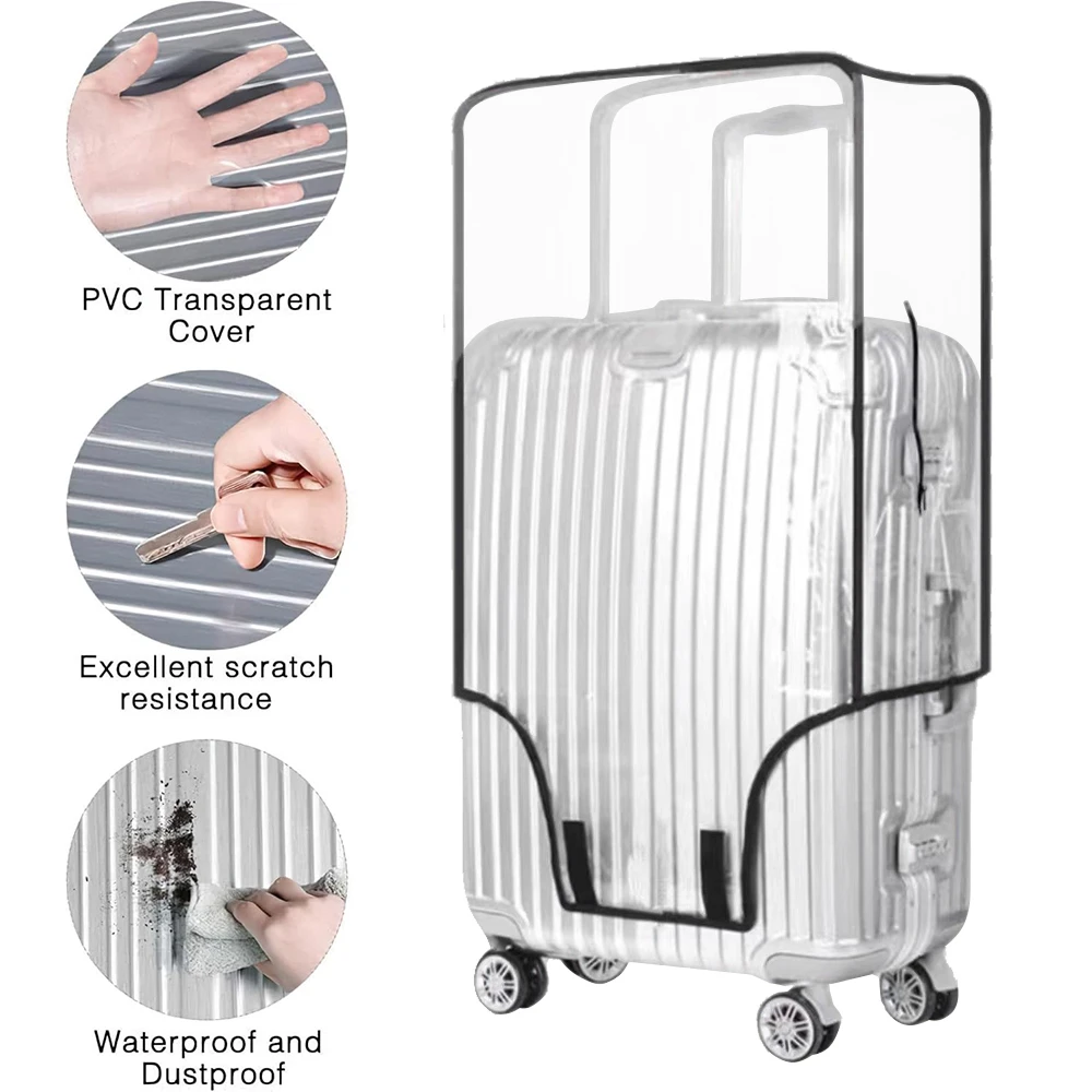 Cubierta protectora de equipaje de Pvc transparente, cubierta protectora de equipaje con ruedas, cubierta exterior resistente al desgaste, protección transparente