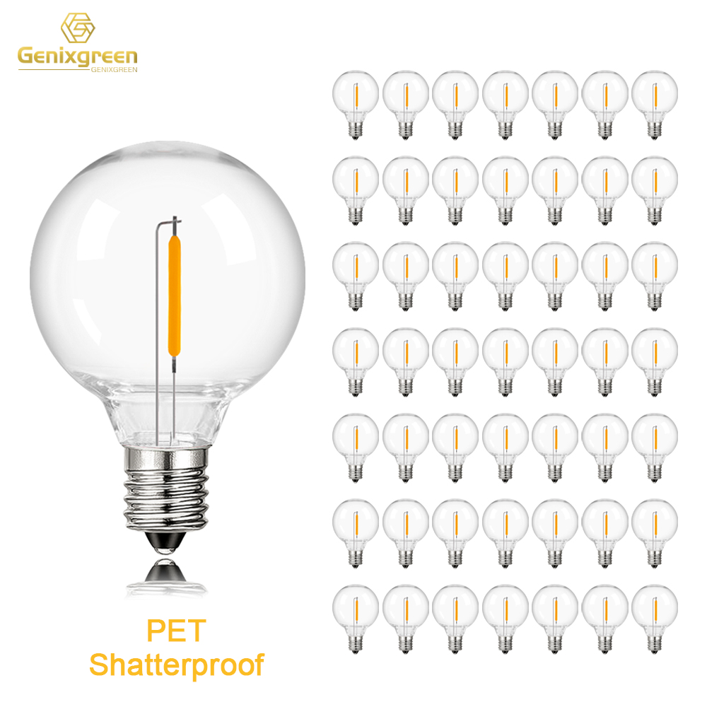 LED G40 1W PET Shatterproof Light Bulb E12 110V 220V Dimmable Waterproof Plastic Led Globe Outdoor String Light Replace Bulbs