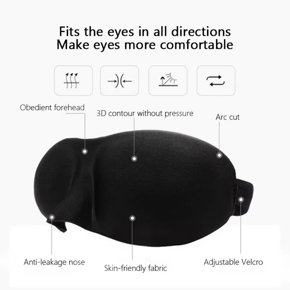 Máscara de sono 3D para dormir lateral, máscara de olho com bloqueio de luz com faixa elástica alta acolchoada macia, venda para cochilo de viagem para homens e mulheres