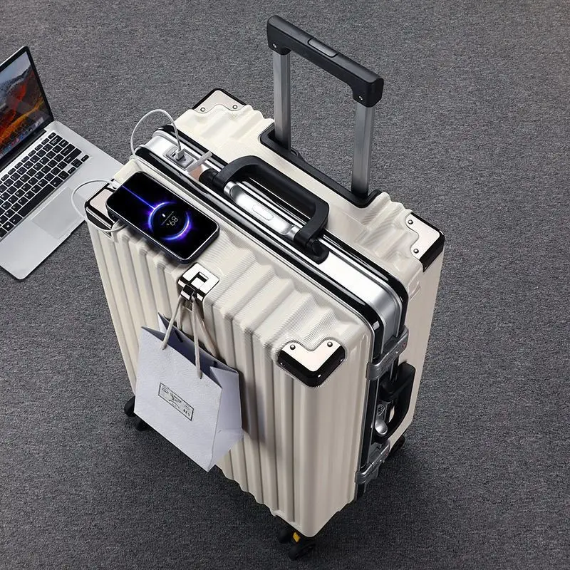 Mala de Viagem ande com Estrutura de Alumínio para Homens, com Rodas Universais e Fechadura por Senha, Material ABS PC