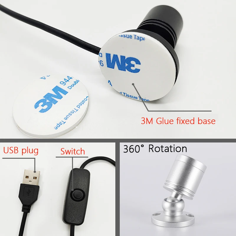 USB Led Wine Cabinets Mini Astigmatic Light Plug Spotlight For Model Display Counters Garage Kits Display Boxes Shelf Downlights