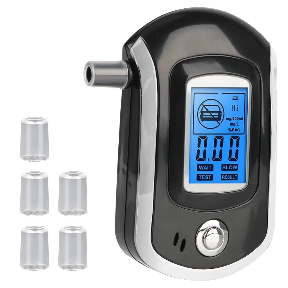 Detector de Alcohol Digital de mano, alcoholímetro de policía, pantalla LCD de seguridad, probador de aliento de Alcohol, sin batería, 1 ud.