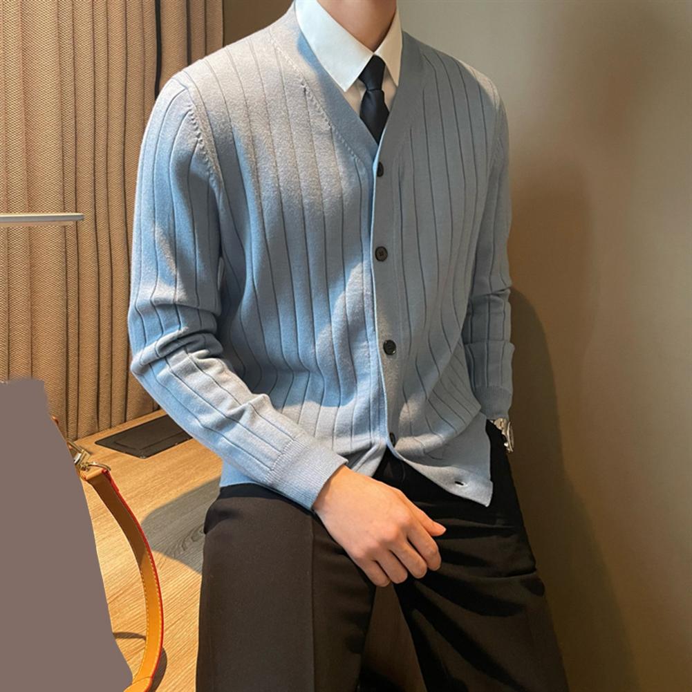 Strickjacke mit V-Ausschnitt, Herren-Strickjacke mit V-Ausschnitt, dicker, warmer, winddichter Mantel für Herbst und Winter, lässige Alltagskleidung