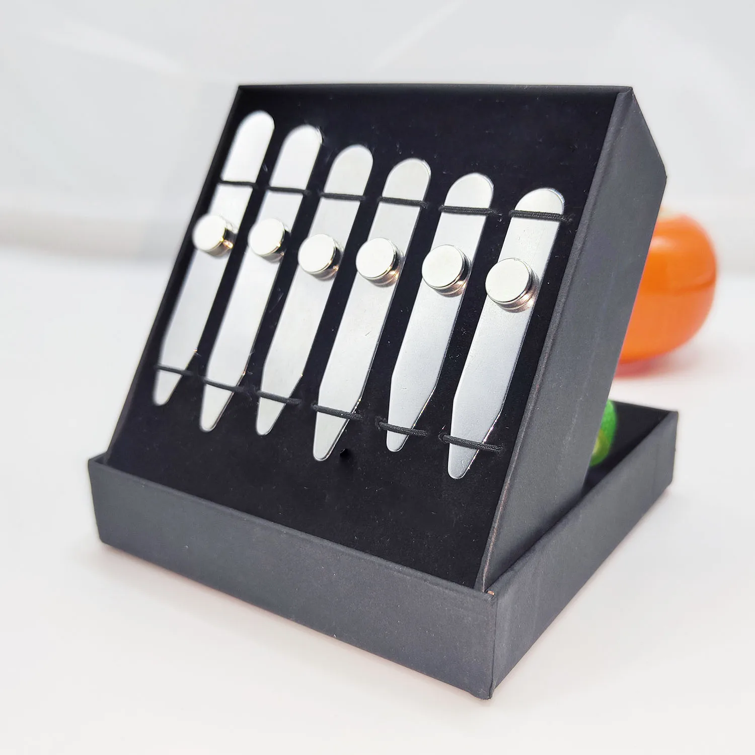 [6 peças] reforços de colarinho de aço inoxidável com 6 ímãs, colarinho magnético permanece reforços de colarinho de camisa de metal com caixa para homens