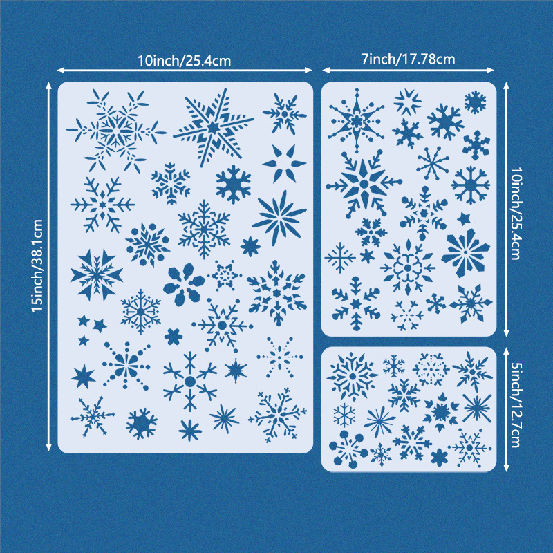 3Pcs/Set Christmas Winter Snowflakes DIY Layering Stencils Wall Painting Scrapbook Coloring Embossing Album Decorative Template