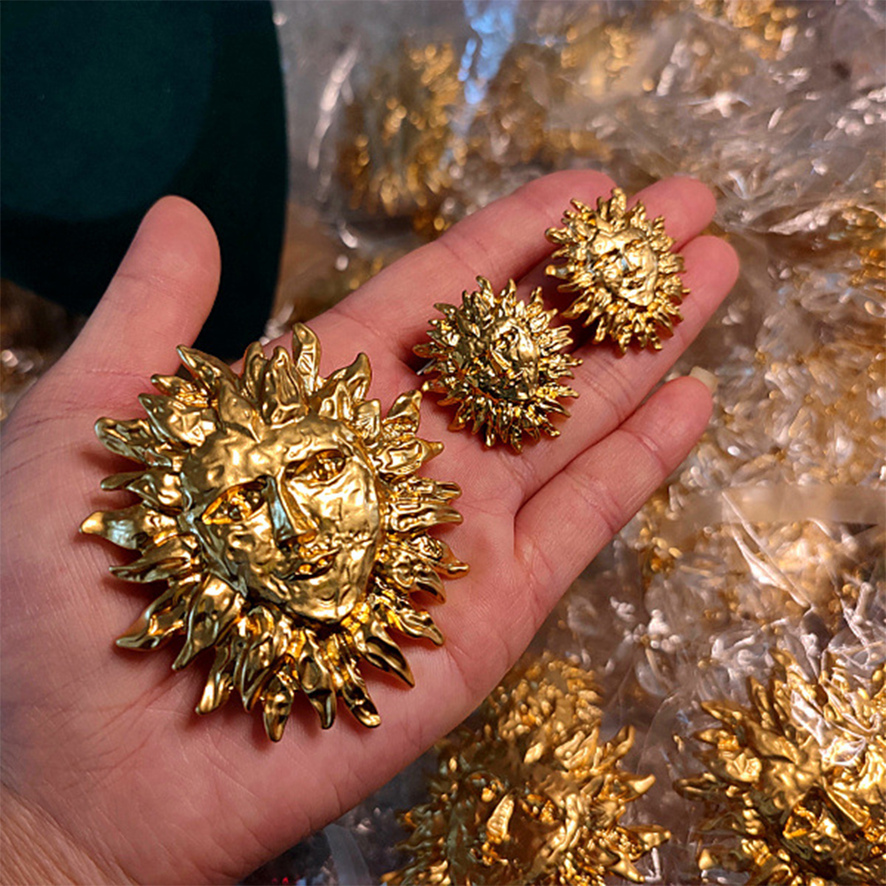 Fashion Vintage Brass plated Gold Brooch earrings for women's girl jewelry sets women's set